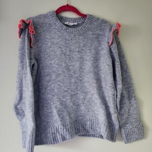 Vineyard Vines Heather Gray Sweater with Coral Accents